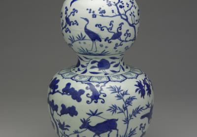 图片[3]-Gourd-shaped vase with longevity symbols decoration in underglaze blue, Ming dynasty, Jiajing reign (1522-1566)-China Archive